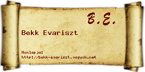 Bekk Evariszt névjegykártya
